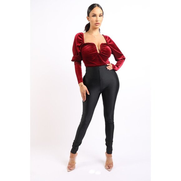 Women's Long Sleeve Velvet Sexy Bodysuit Outfit Clubwear Bar Lounge Event Party - Picture 2 of 13